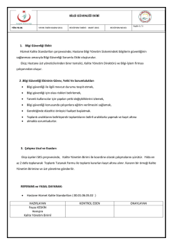 BİLGİ GÜVENLİĞİ EKİBİ 1. Bilgi Güvenliği Ekibi