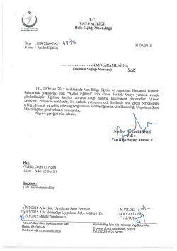 f vAN yALıLıGı Halk sağlığı Müdürlüğü