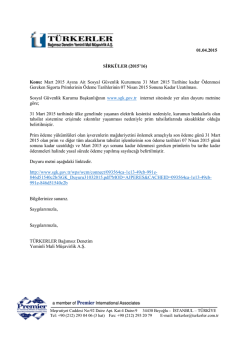 Mart 2015 Ayına Ait Sosyal G&uuml;venlik Kurumuna 31