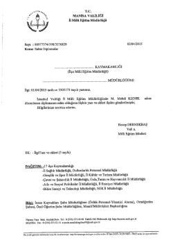 MANİSA VALİLİĞİ İl Milli Eğitim M&uuml;d&uuml;rl&uuml;ğ&uuml; sayı z 88977574/198