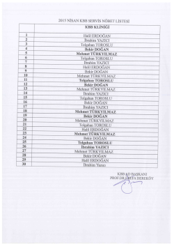 2015 NİSAN KBB SERVİS N&Ouml;BET LİSTESİ