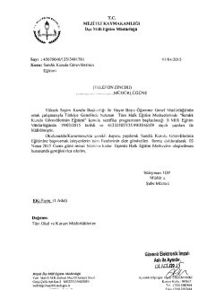 İl&ccedil;e Milli Eğitim M&uuml;d&uuml;rl&uuml;ğ&uuml; Yazısı