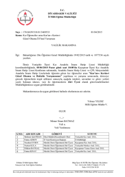 T.C. DİYARBAKIR VALİLİĞİ İl Milli Eğitim M&uuml;d&uuml;rl&uuml;ğ&uuml; Sayı