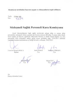 S&ouml;zleşmeli Sağlık Personeli Kura Komisyonu