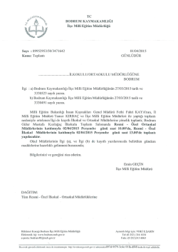 Tc BODRUM KAYMAKAMLıĞı İl&ccedil;e Miııi Eğitim M&uuml;d&uuml;rl&uuml;ğ&uuml;