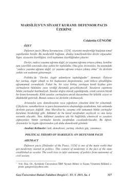 Marsilius`un Siyaset Kuramı: Defensor Pacis