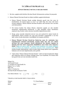 Ek 3- D&ouml;nem &Ouml;demeli Mevduat Hesabı Formu