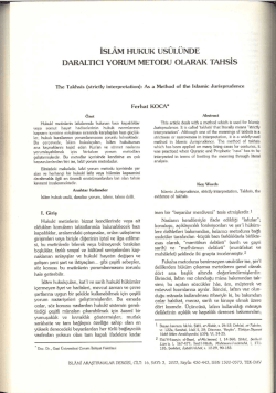 isL&Acirc;M HUKUK Us&Uuml;L&Uuml;NDE DARALTıcı YORUM METODU oLARAK