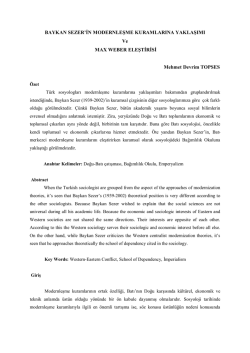 baykan sezer`in modernleşme kuramlarına yaklaşımı ve max weber