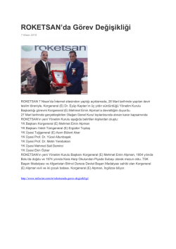 ROKETSAN`da G&ouml;rev Değişikliği