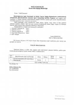 sAĞLıK BAKANLIĞI - Bursa Halk Sağlığı M&uuml;d&uuml;rl&uuml;ğ&uuml;