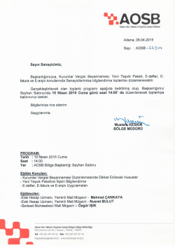 AOSB B&ouml;lge Başkanlığımızın organize edeceği Kurumlar Vergisi