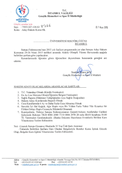 aday hakem kursu &uuml;st yaz - İstanbul Gen&ccedil;lik Hizmetleri ve Spor İl