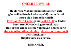 &Ouml;NEMLİ DUYURU