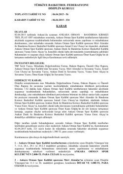 karar 334 ankara orman - T&uuml;rkiye Basketbol Federasyonu