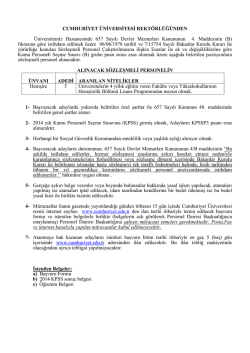 CUMHURİYET &Uuml;NİVERSİTESİ REKT&Ouml;RL&Uuml;Ğ&Uuml;NDEN