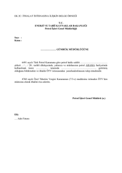ithalat istisnasına ilişkin belge &ouml;rneği
