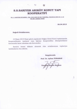 s.s.sarıyer arık&ouml;y konut yapı kooperatifi duyurusu