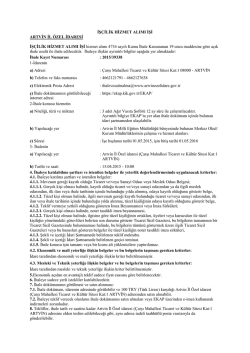 İŞ&Ccedil;İLİK HİZMET ALIMI İŞİ ARTVİN İL &Ouml;ZEL