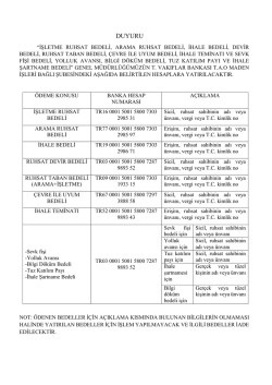 İşletme,İhale,Devir ve Arama Ruhsat Bedelleri Hakkında
