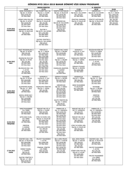 2014-2015 Bahar D&ouml;nemi Vize Programı