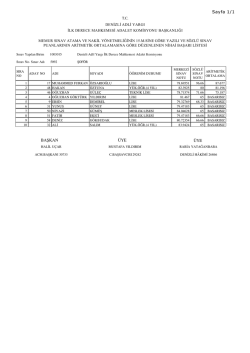 22.03.2015 Tarihli Kadrolu Şof&ouml;r Nihai Başarı Listesi