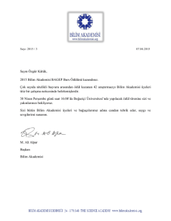 2015 Bilim Akademisi BAGEP &Ouml;d&uuml;l&uuml;