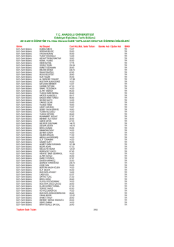2014-2015 &Ouml;ĞRETİM YILI G&uuml;z D&ouml;nemi TARİH B&Ouml;L&Uuml;M&Uuml; İADE