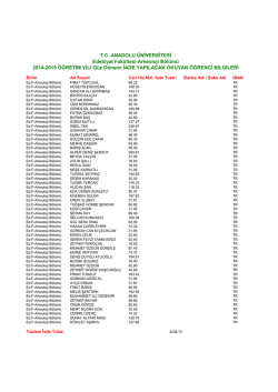 T.C. ANADOLU &Uuml;NİVERSİTESİ Edebiyat Fak&uuml;ltesi