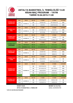 13-20 Nisan Ma&ccedil; Programı - Antalya Gen&ccedil;lik ve Spor İl M&uuml;d&uuml;rl&uuml;ğ&uuml;