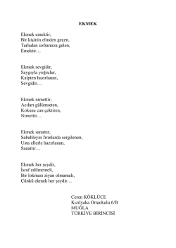 EKMEK Ekmek emektir, Bir kişinin elinden ge&ccedil;en, Tarladan