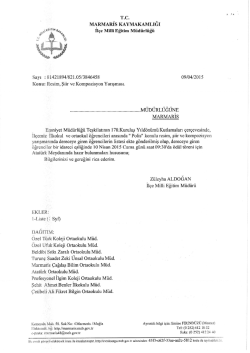 T.c. MARMARİS KAYMAKAMLIĞI Il&ccedil;e Milli Eğitim M&uuml;d&uuml;rl&uuml;ğ&uuml;