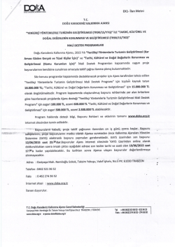 Doğu Karadeniz Kalkınma Ajansı Mali Destek Programları İlan Metni