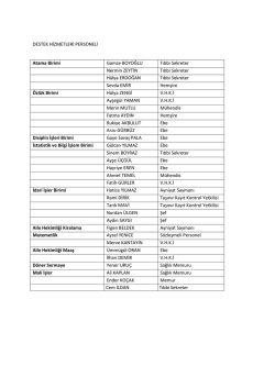 DESTEK HİZMETLERİ PERSONELİ Atama Birimi Gamze BOYOĞLU