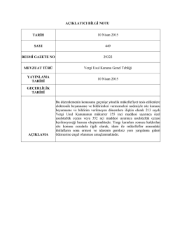 A&Ccedil;IKLAYICI BİLGİ NOTU TARİH 10 Nisan 2015 SAYI 449 RESMİ