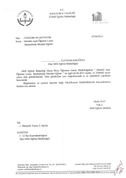 TC şANLlURFA vALıLlĞ`ı ll Mill&icirc; Eğitim M&uuml;d&uuml;rl&uuml;ğ&uuml;