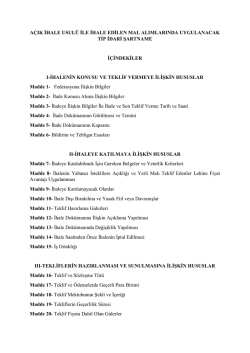 a&ccedil;ık ihale usul&uuml; ile ihale edilen mal alımlarında uygulanacak tip idari