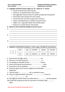 kazanım pekiştirme &ccedil;alışması 1