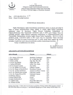 Hasta Güvevliği Komitesi - Dr. Ekrem TOK Ruh Sağlığı ve