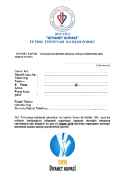 2015 vakıf kupası bılgı - Hollanda Diyanet Vakfı