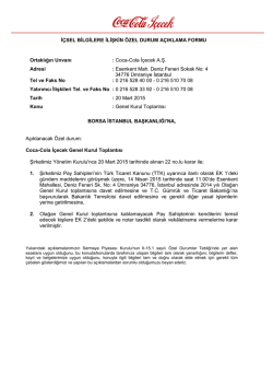 Genel Kurul İlanı - Coca Cola İ&ccedil;ecek