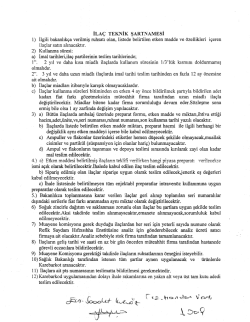 İLA&Ccedil; TEKNİK şARTNAMEsİ