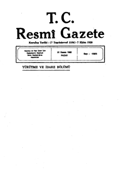 2313 Sayılı Uyuşturucu Maddelerin Murakabesi Hakkında