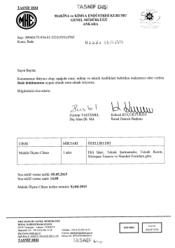 Teklif İsteme Mektubu - Makina ve Kimya Endüstrisi Kurumu