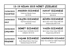 13-19 nisan 2015 n&ouml;bet &ccedil;izelgesi &ccedil;ıktısı i&ccedil;in tıklayınız