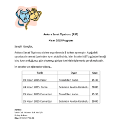 Ankara Sanat Tiyatrosu (AST) Nisan 2015 Programı Sevgili Gen&ccedil;ler