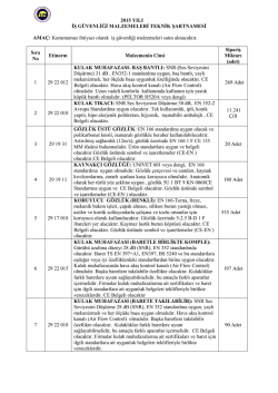 2015 YILI İŞ GÜVENLİĞİ MALZEMELERİ TEKNİK ŞARTNAMESİ