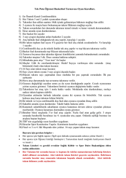 Basketbol Kuralları 2015 &Ouml;ğrenci