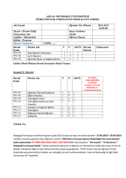 DERS KAYIT FORMU BAHAR ŞUBAT 2015 TE YERLEŞENLER