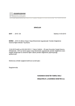 2015 Yılı Birinci Ge&ccedil;ici Vergi D&ouml;neminde Uygulanacak Yeniden De